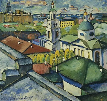  My Pintura - Vista del distrito myasnitsky de Moscú 1913 Ilya Mashkov